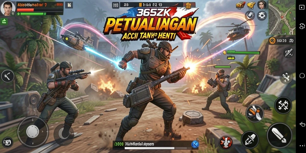 Tampilan menarik dari gameplay aksi 365ZK dengan pertarungan seru.