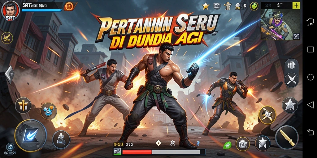 Screenshot aksi seru dalam gameplay 5RT yang menampilkan pertarungan intens.