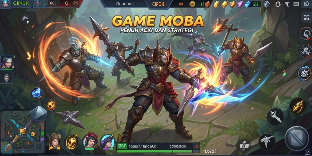 Screenshot menampilkan aksi seru dalam pertarungan MOBA CIPOK.