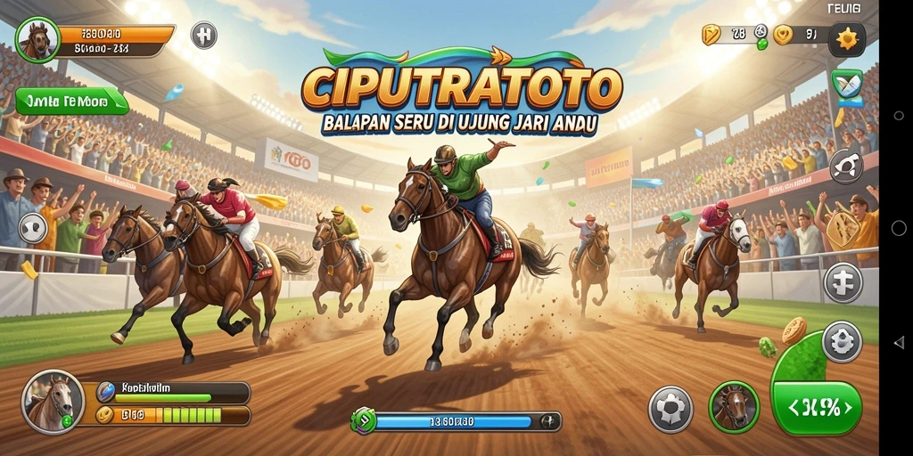 Tampilan gameplay seru dari CIPUTRATOTO saat balapan di lintasan yang menantang.
