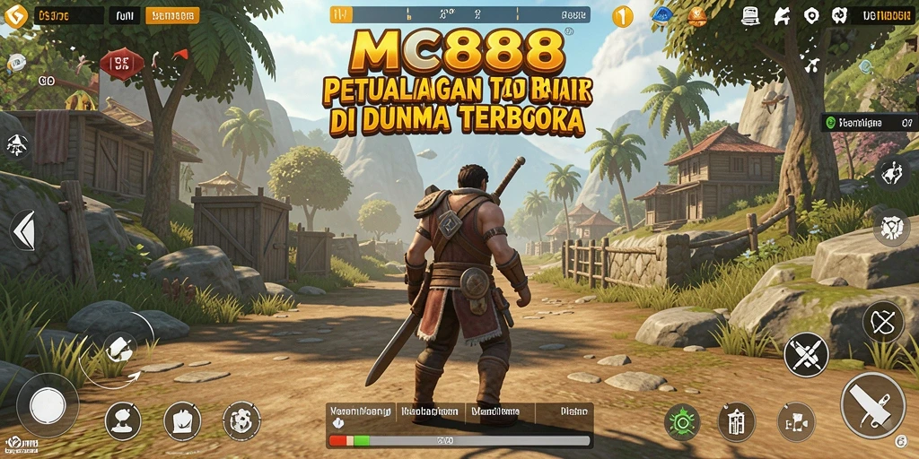 Screenshot gameplay MC888 menampilkan petualangan dalam dunia terbuka.