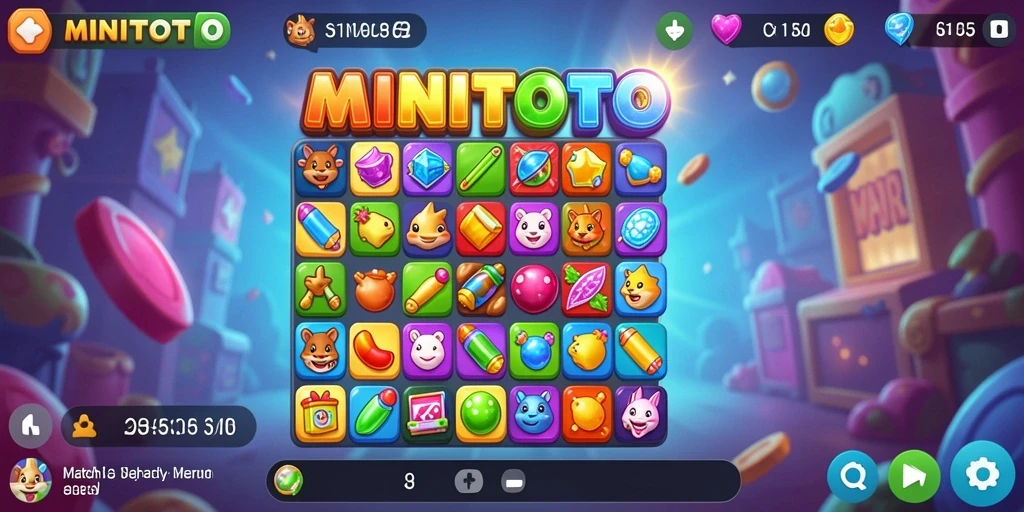 Tampilan seru gameplay <strong>MINITOTO</strong> saat mencocokkan item.