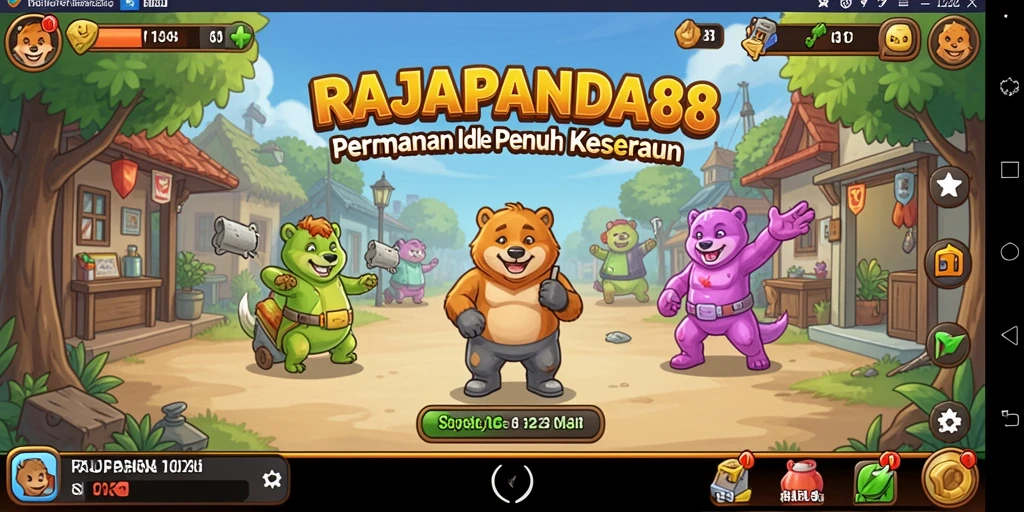 Screenshot gameplay RAJAPANDA88 menampilkan aksi mengelola kerajaan Idle.