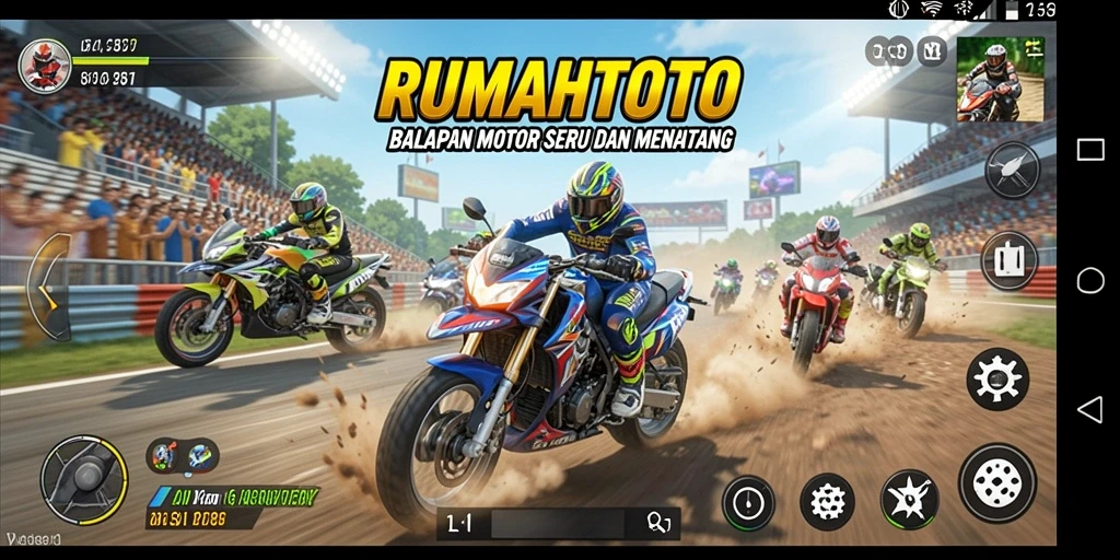 Tampilkan aksi seru dari balapan motor RUMAHTOTO dengan grafik menawan.