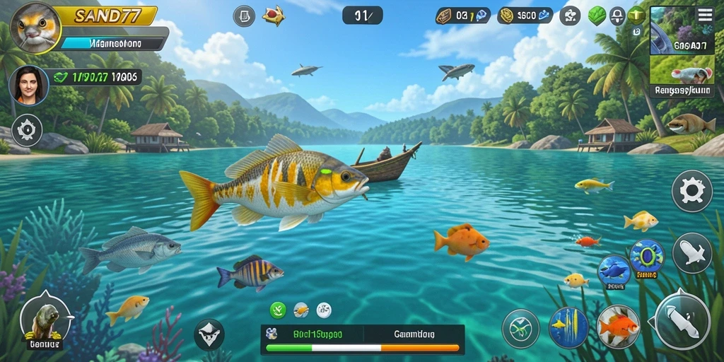 Tampilan gameplay SAND77 yang menarik dan penuh aksi memancing.